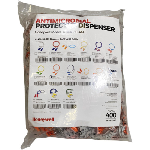 Recharge de bouchons doreille QD30 pour le distributeur HL400, Vrac - Sac en poly, Avec cordon Planification Entrepots Molloy