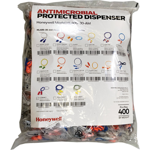 XTR-30 Earplugs Refill for HL400 Dispenser, Bulk - Polybag, Corded Planification Entrepots Molloy