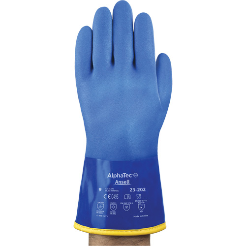 AlphaTec&reg; 23-202 PVC Gloves, Size 8, 11.8" L, Cotton, Fleece Inner Lining Planification Entrepots Molloy