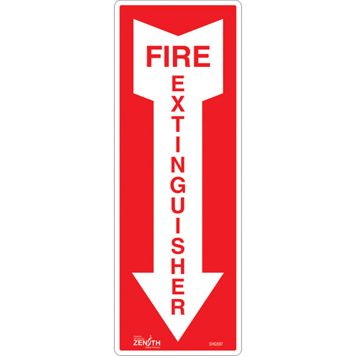 "Fire Extinguisher" Sign, 5" x 14", Vinyl, English with Pictogram Planification Entrepots Molloy