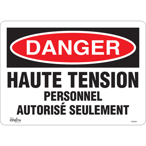 "Haute tension" Sign, 10" x 14", Vinyl, French Planification Entrepots Molloy