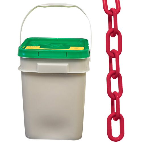 Heavy-Duty Plastic Safety Chain, Red, 2" Link, 120' Length Planification Entrepots Molloy