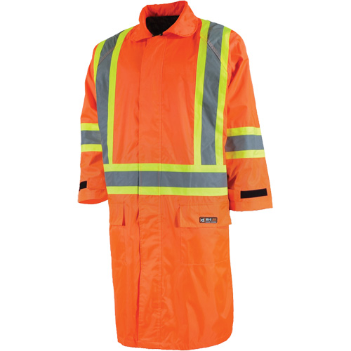 Imperm&eacute;able long avec capuchon amovible, Nylon/PVC, Petit, Orange haute visibilit&eacute; Planification Entrepots Molloy