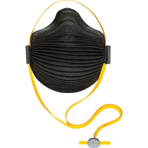 Masques jetables AirWave s&eacute;rie M noirs avec SmartStrap et embout int&eacute;grale en mousse, N95, Certifi&eacute; NIOSH, Moyen/grand Planification Entrepots Molloy