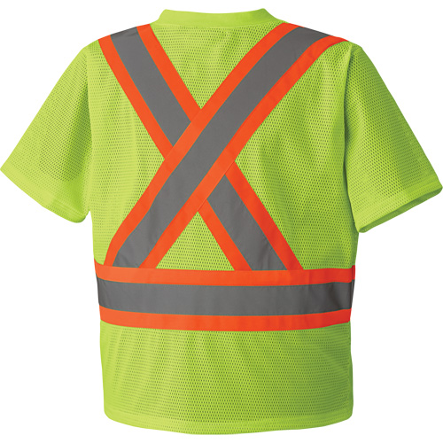 5993P Mesh Safety T-Shirt, Polyester, Small, High Visibility Lime-Yellow Planification Entrepots Molloy
