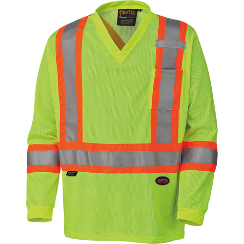 6985 Traffic Micro Mesh Long-Sleeved Safety Shirt, Small, High Visibility Lime-Yellow Planification Entrepots Molloy