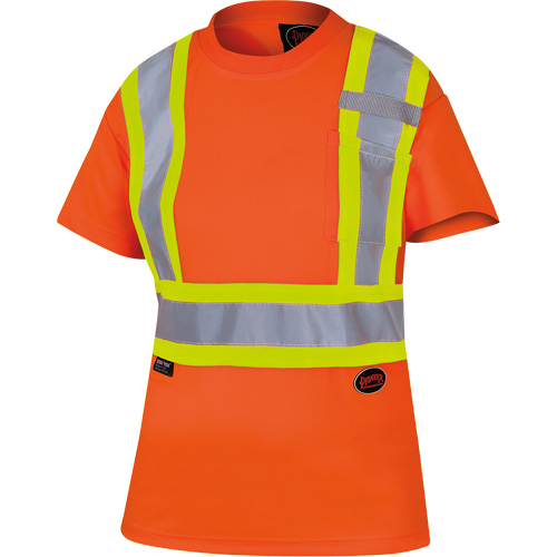 6948 T-shirt de s&eacute;curit&eacute; en il-de-perdrix pour femme, Polyester, T-petit, Orange haute visibilit&eacute; Planification Entrepots Molloy