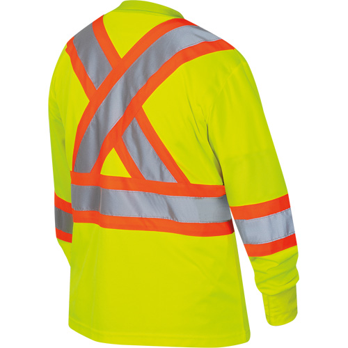 6969 Chandail de s&eacute;curit&eacute; &agrave; manches longues en il-de-perdrix pour femme, Polyester, T-petit, Jaune lime haute visibilit&eacute; Planification Entrepots Molloy