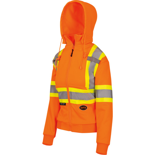 6924W Women's Fleece Hoodie with Zipper, Polyester, X-Small, High Visibility Orange Planification Entrepots Molloy