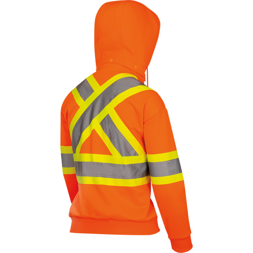 6924W Women's Fleece Hoodie with Zipper, Polyester, X-Small, High Visibility Orange Planification Entrepots Molloy