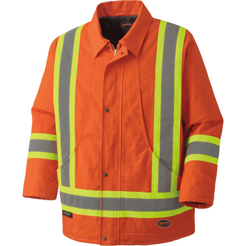 5537A Parka de s&eacute;curit&eacute; matelass&eacute; en canevas de coton, Orange haute visibilit&eacute;, Petit Planification Entrepots Molloy