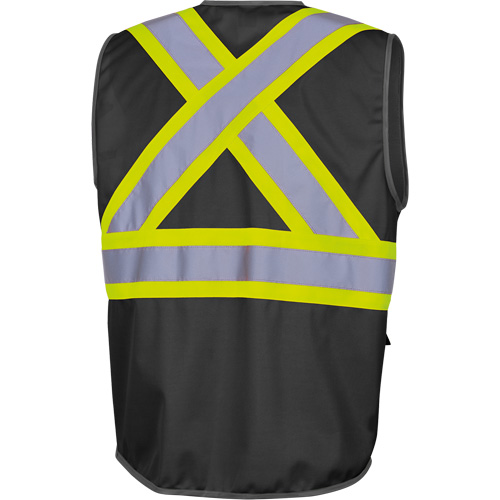 6959BK Veste de s&eacute;curit&eacute; haute visibilit&eacute; en tricot chaîne avec fermeture &agrave; glissi&egrave;re, Noir, T-petit, Polyester Planification Entrepots Molloy