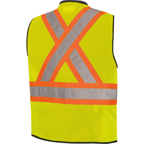 6895 High-Visibility Zip Front Bi-Colour Safety Vest, Black/High Visibility Lime-Yellow, 2X-Large/3X-Large, Polyester Planification Entrepots Molloy