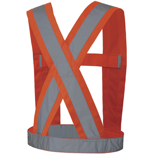 5491 High-Visibility 4" Wide Adjustable Safety Sash, Meets/Exceeds CSA Z96 Class 2 - Level 2, High Visibility Orange, Silver Reflective Colour, One Size Planification Entrepots Molloy