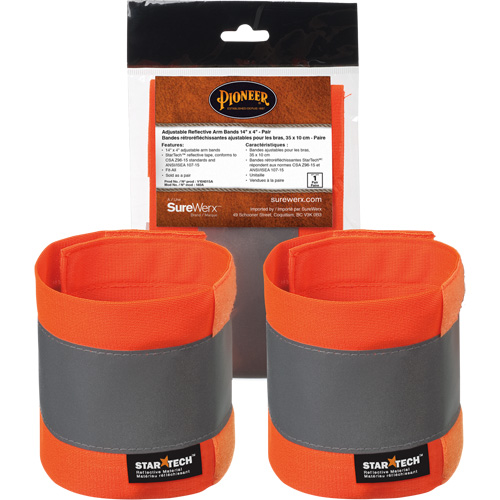 140A Brassard r&eacute;fl&eacute;chissant ajustable orange haute visibilit&eacute; de 14" X 4" Planification Entrepots Molloy