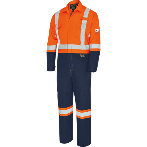 7702BBT Combine de s&eacute;curit&eacute; deux tons FR-Tech, Taille 40 (grand taille), Bleu marin/Orange, 10 cal/cm² Planification Entrepots Molloy