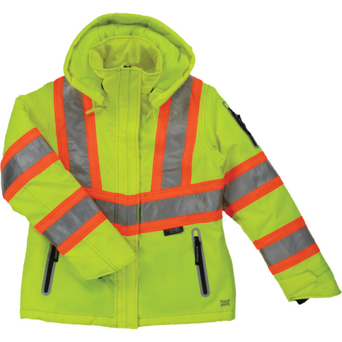 Womens Insulated Flex Safety Jacket, Polyester, High Visibility Lime-Yellow, X-Large Planification Entrepots Molloy