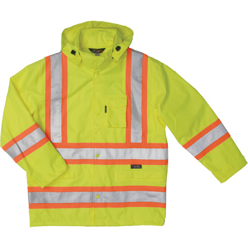 Ripstop Safety Rain Jacket, Polyester, Small, High Visibility Lime-Yellow Planification Entrepots Molloy