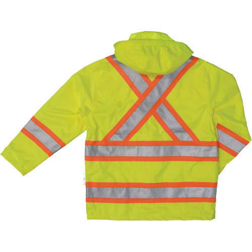 Ripstop Safety Rain Jacket, Polyester, Small, High Visibility Lime-Yellow Planification Entrepots Molloy