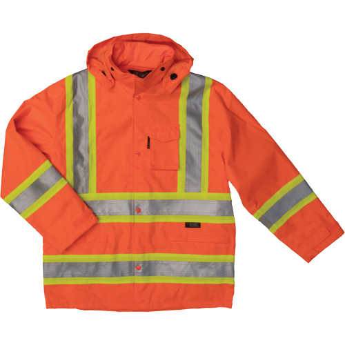 Ripstop Safety Rain Jacket, Polyester, 2X-Large, High Visibility Orange Planification Entrepots Molloy