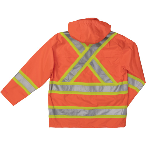 Ripstop Safety Rain Jacket, Polyester, 2X-Large, High Visibility Orange Planification Entrepots Molloy