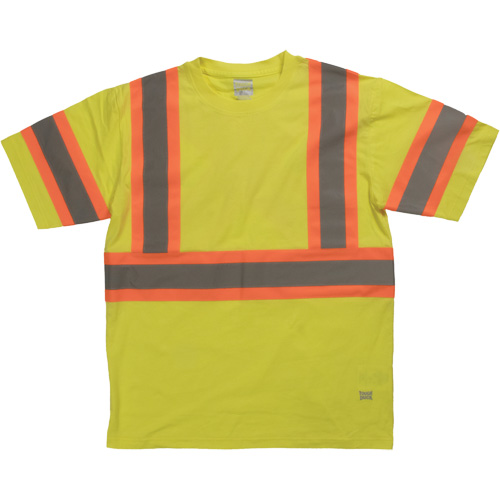 Short Sleeve Safety T-Shirt, Cotton, X-Small, High Visibility Lime-Yellow Planification Entrepots Molloy