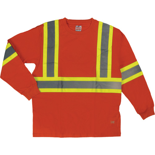 Long Sleeve Safety T-Shirt, Cotton, X-Small, High Visibility Orange Planification Entrepots Molloy