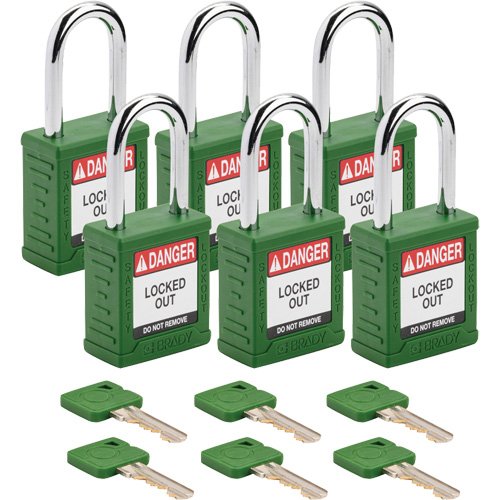 Cadenas de verrouillage Velocity, Vert, Cl&eacute;s identiques, Nylon, Largeur de 1-1/2" Planification Entrepots Molloy