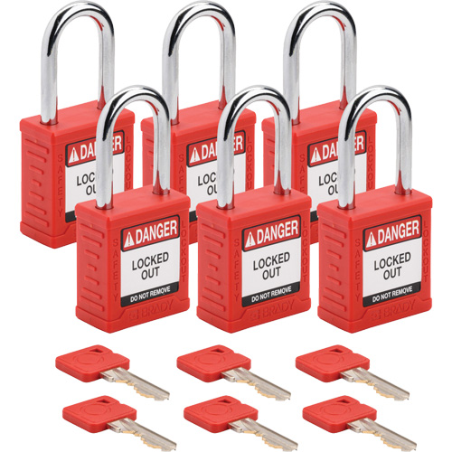 Cadenas de verrouillage Velocity, Rouge, Cl&eacute;s identiques, Nylon, Largeur de 1-1/2" Planification Entrepots Molloy