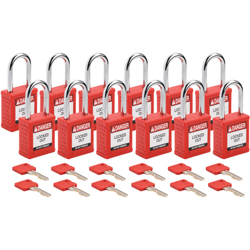 Velocity Lockout Padlocks, Red, Keyed Alike, Nylon, 1-1/2" Width Planification Entrepots Molloy