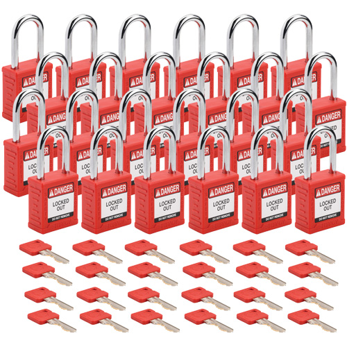 Cadenas de verrouillage Velocity, Rouge, Cl&eacute;s identiques, Nylon, Largeur de 1-1/2" Planification Entrepots Molloy