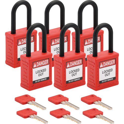 Velocity Lockout Padlocks, Red, Keyed Different, Nylon, 1-1/2" Width Planification Entrepots Molloy