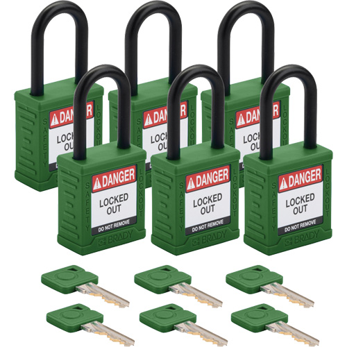 Cadenas de verrouillage Velocity, Vert, Cl&eacute;s diff&eacute;rentes, Nylon, Largeur de 1-1/2" Planification Entrepots Molloy