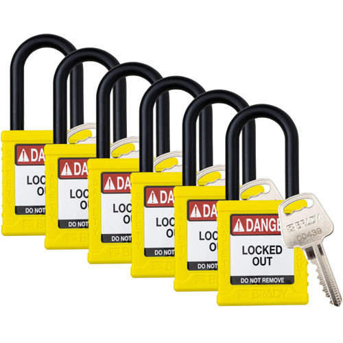 Velocity Lockout Padlocks, Yellow, Keyed Alike, Nylon, 1-1/2" Width Planification Entrepots Molloy