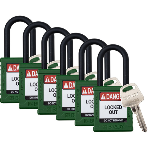 Cadenas de verrouillage Velocity, Vert, Cl&eacute;s identiques, Nylon, Largeur de 1-1/2" Planification Entrepots Molloy