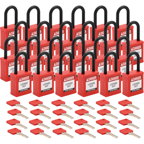 Velocity Lockout Padlocks, Red, Keyed Different, Nylon, 1-1/2" Width Planification Entrepots Molloy