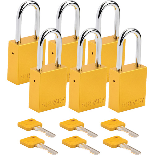 Velocity Lockout Padlocks, Yellow, Keyed Different, Aluminum, 1-1/2" Width Planification Entrepots Molloy