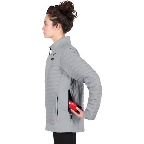 Manteau chauffant M12 Axis avec pile, Femmes, 2T-Grand, Gris Planification Entrepots Molloy