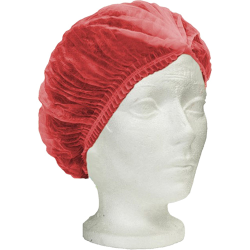 RONCO Care Pleated Bouffant Cap, Polypropylene, 24", Red Planification Entrepots Molloy