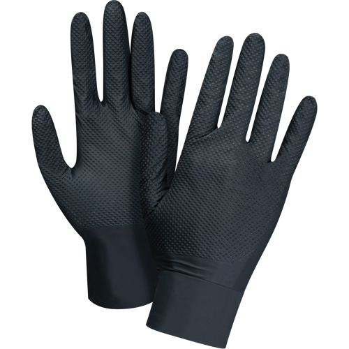Heavyweight Tactile Grip Examination Gloves, X-Large, Nitrile, 8-mil, Powder-Free, Black Planification Entrepots Molloy