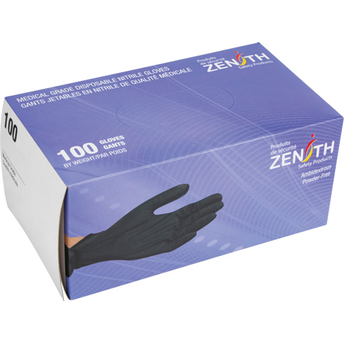 Heavyweight Tactile Grip Examination Gloves, X-Large, Nitrile, 8-mil, Powder-Free, Black Planification Entrepots Molloy
