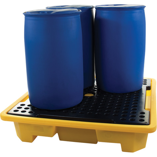 4-Drum Spill Pallet, 66 US gal. Spill Capacity, 57.5" x 57.5" x 12" Planification Entrepots Molloy
