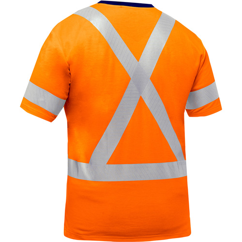 Chemise &agrave; manches courtes et X au dos Bisley, Poly-coton, Petit, Orange haute visibilit&eacute; Planification Entrepots Molloy