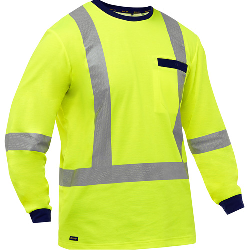 Bisley&reg; X-Back Long Sleeve Shirt, Poly-Cotton, Small, High Visibility Lime-Yellow Planification Entrepots Molloy