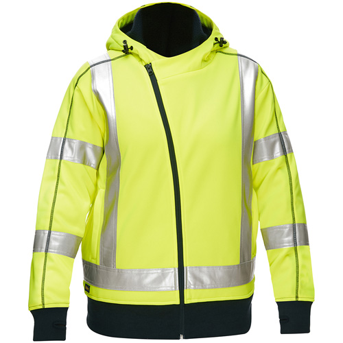 Bisley&reg; X-Back Women's Contoured Full Zip Hooded Sweatshirt with Sherpa Lining, Small, High Visibility Lime-Yellow Planification Entrepots Molloy