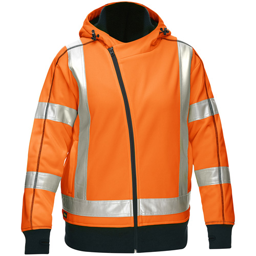 Bisley&reg; X-Back Women's Contoured Full Zip Hooded Sweatshirt with Sherpa Lining, 2X-Large, High Visibility Orange Planification Entrepots Molloy