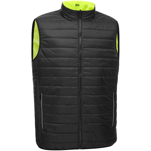 Bisley&reg; X-Back Reversible Puffer Vest, High Visibility Lime-Yellow, Large, Polyester Planification Entrepots Molloy