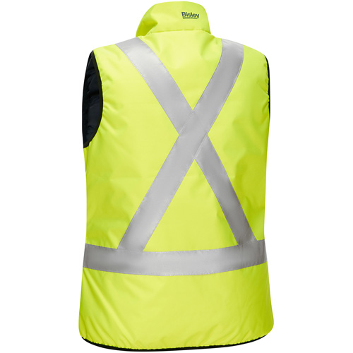 Bisley&reg; X-Back Women's Contoured Reversible Puffer Vest, High Visibility Lime-Yellow, X-Large, Polyester Planification Entrepots Molloy