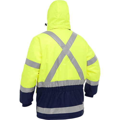 Bisley&reg; X-Back Extreme Cold Jacket with Navy Bottom, Polyester, High Visibility Lime-Yellow, Medium Planification Entrepots Molloy