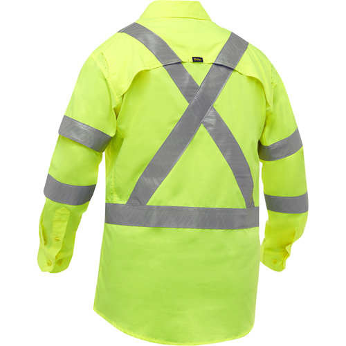 Bisley&reg; X-Back Long Sleeve Work Shirt with X-Airflow, Poly-Cotton, Small, High Visibility Lime-Yellow Planification Entrepots Molloy